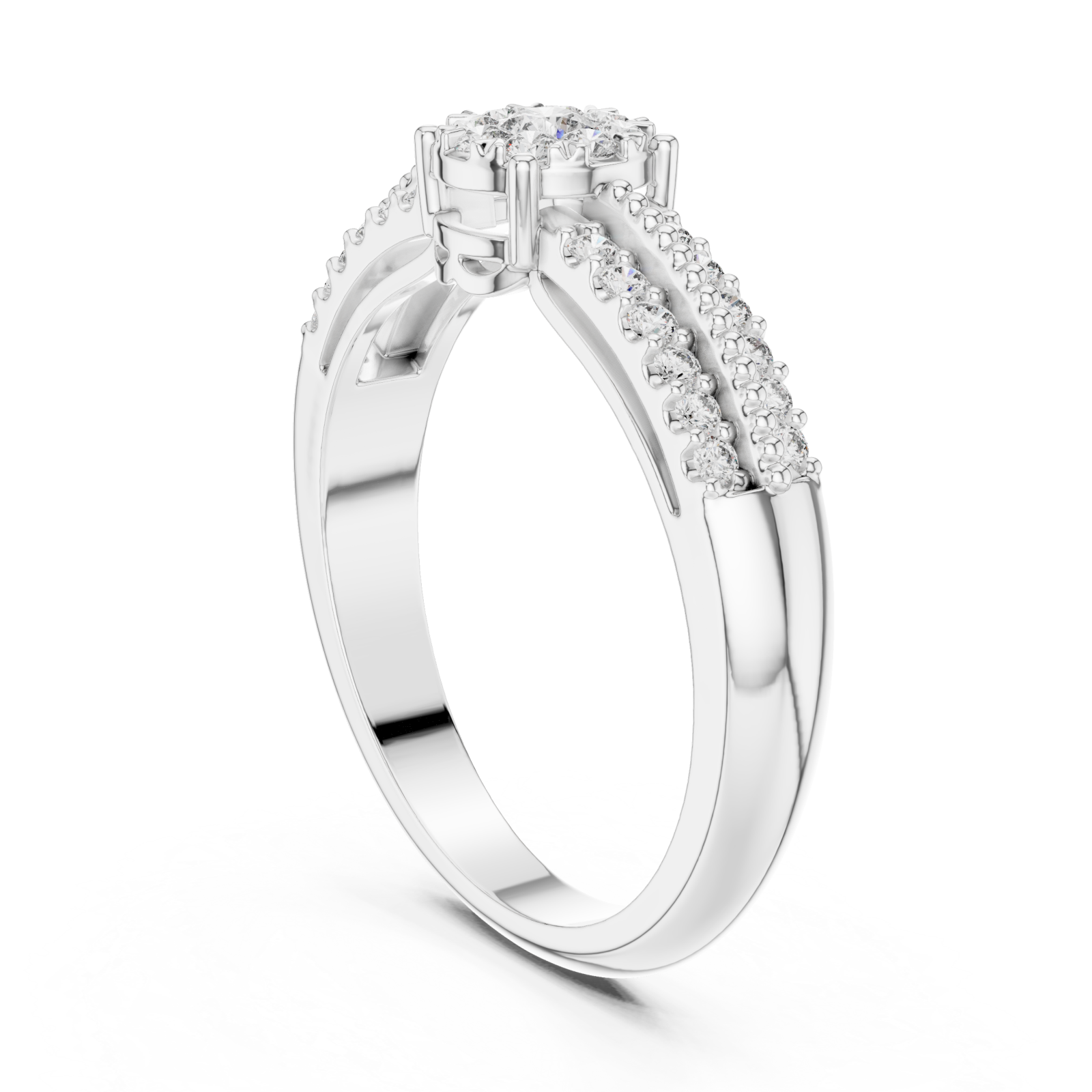  White Gold Opulent Embrace Halo Blossom Ring Left View