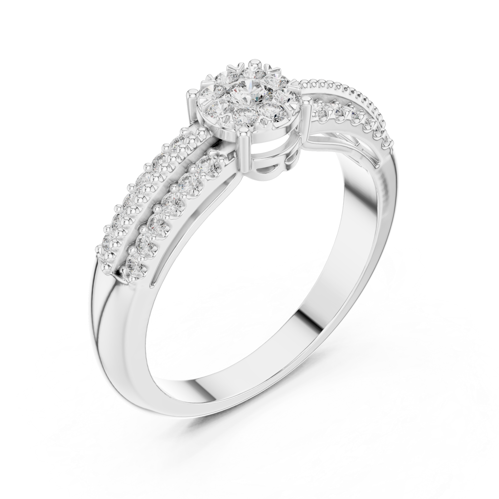  White Gold Opulent Embrace Halo Blossom Ring Right View