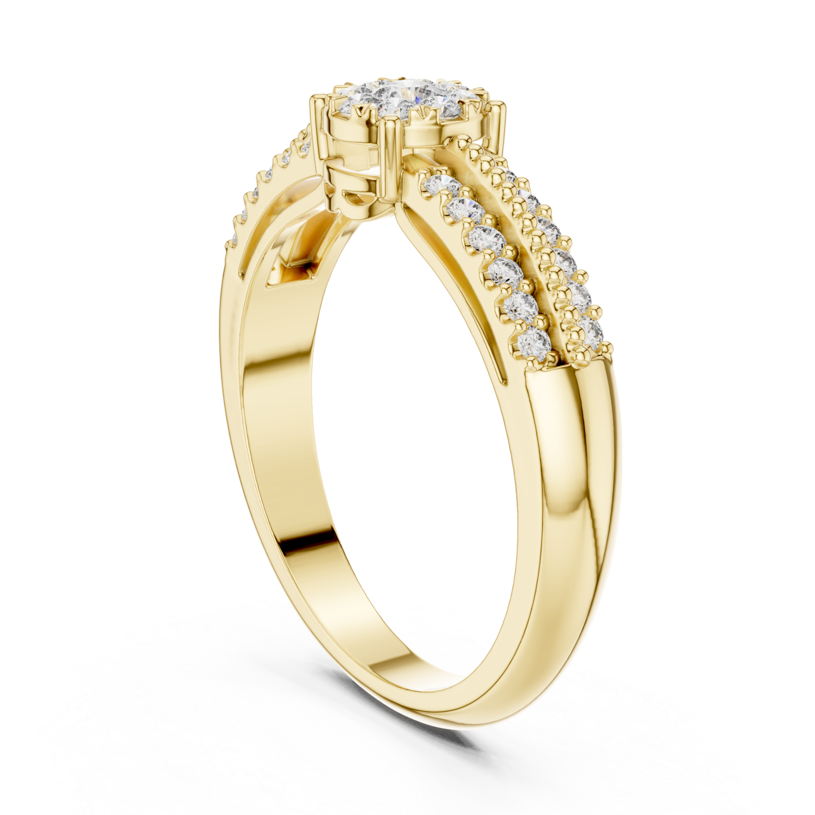  Gold Opulent Embrace Halo Blossom Ring Left View