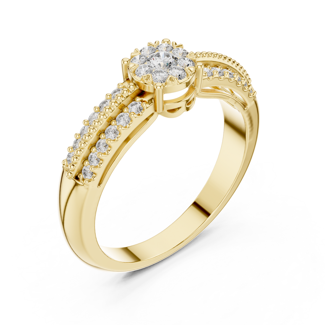 Gold Opulent Embrace Halo Blossom Ring Right View