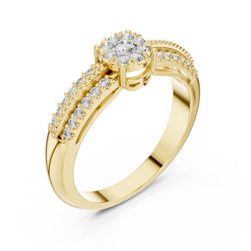 Gold Opulent Embrace Halo Blossom Ring Right View