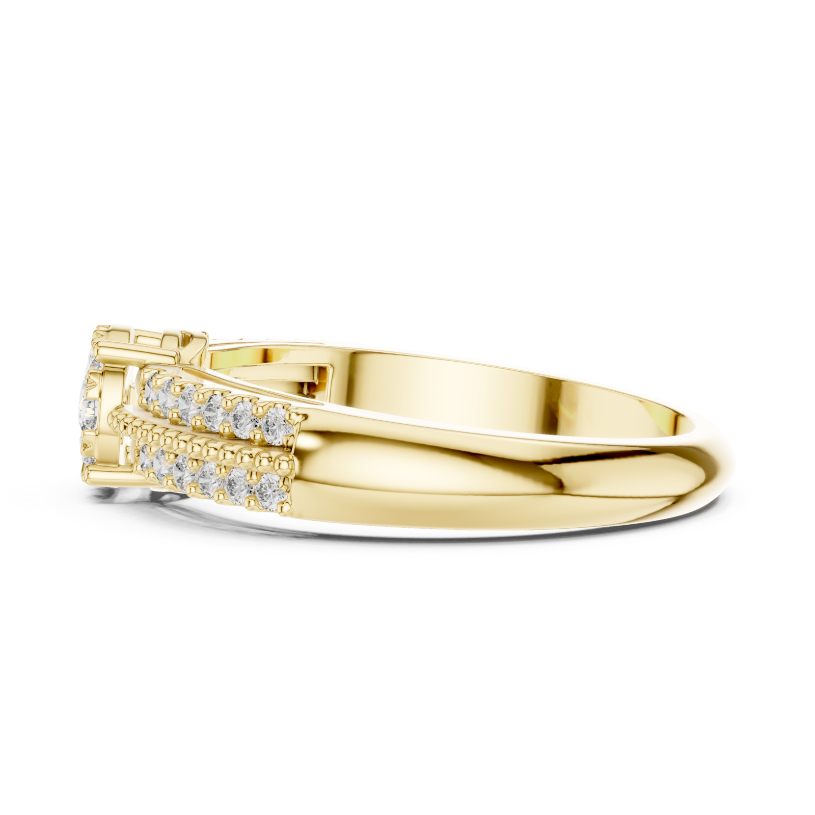  Gold Opulent Embrace Halo Blossom Ring Side View