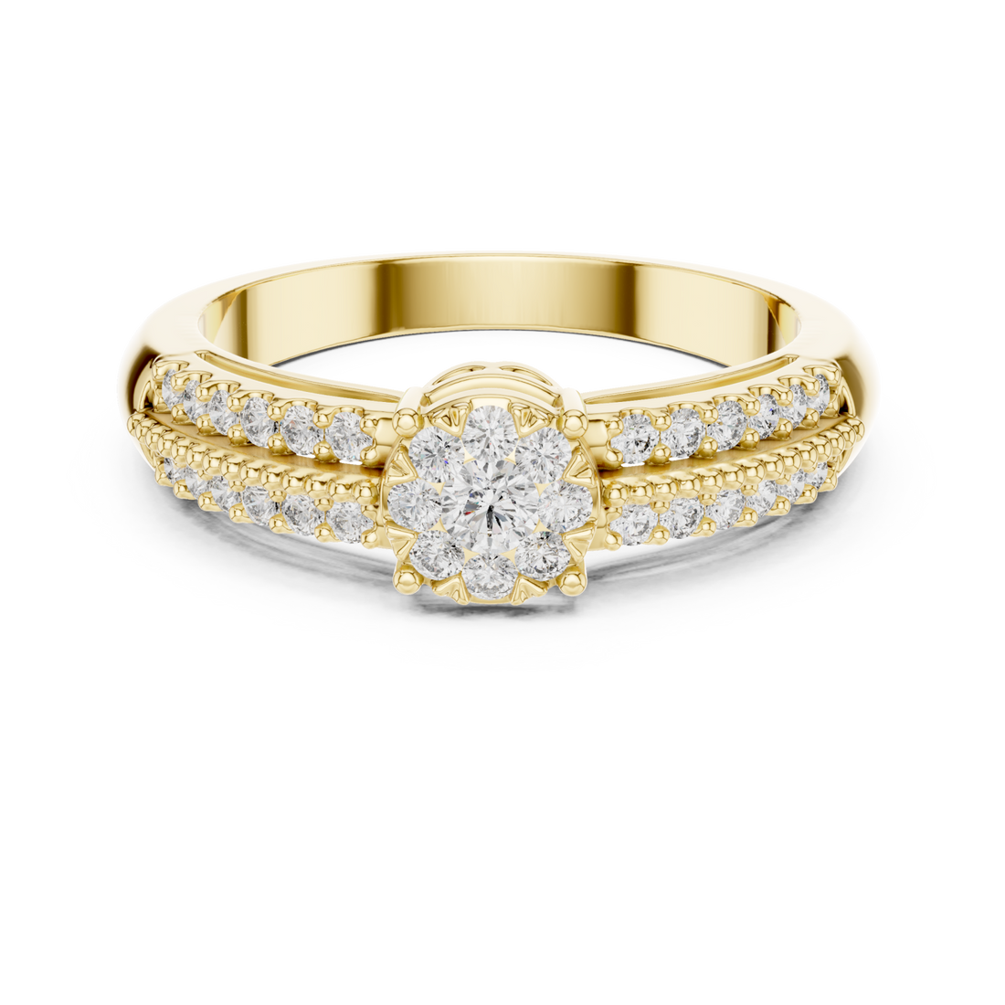 Gold Opulent Embrace Halo Blossom Ring Right View
