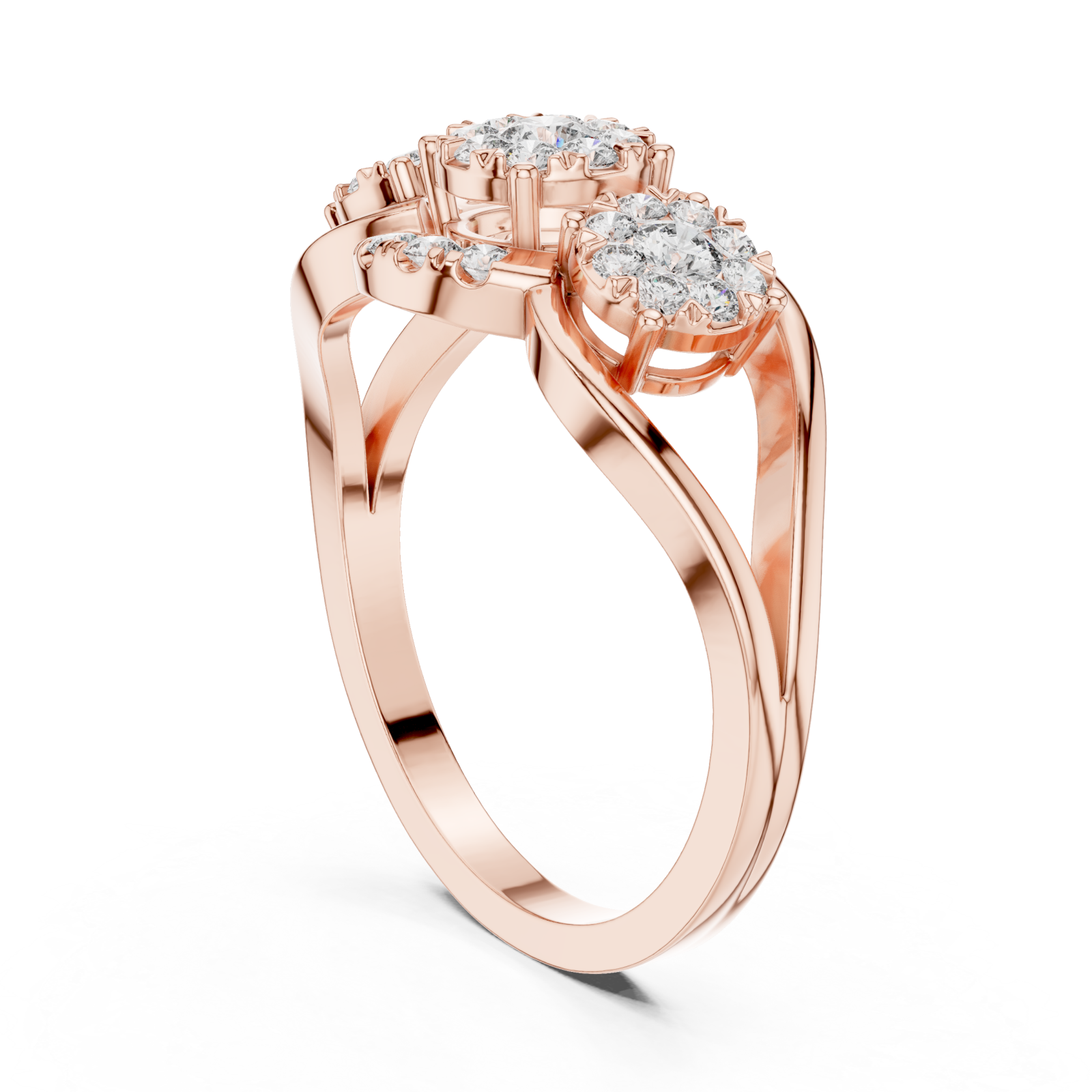  Rose Gold Everlasting Brilliance Twin Cluster Embrace Ring Left View