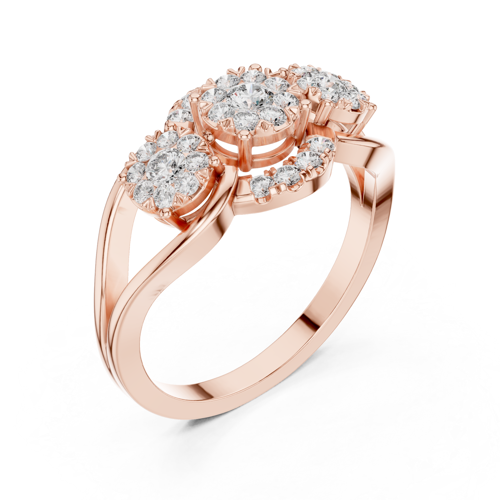  Rose Gold Everlasting Brilliance Twin Cluster Embrace Ring Right View