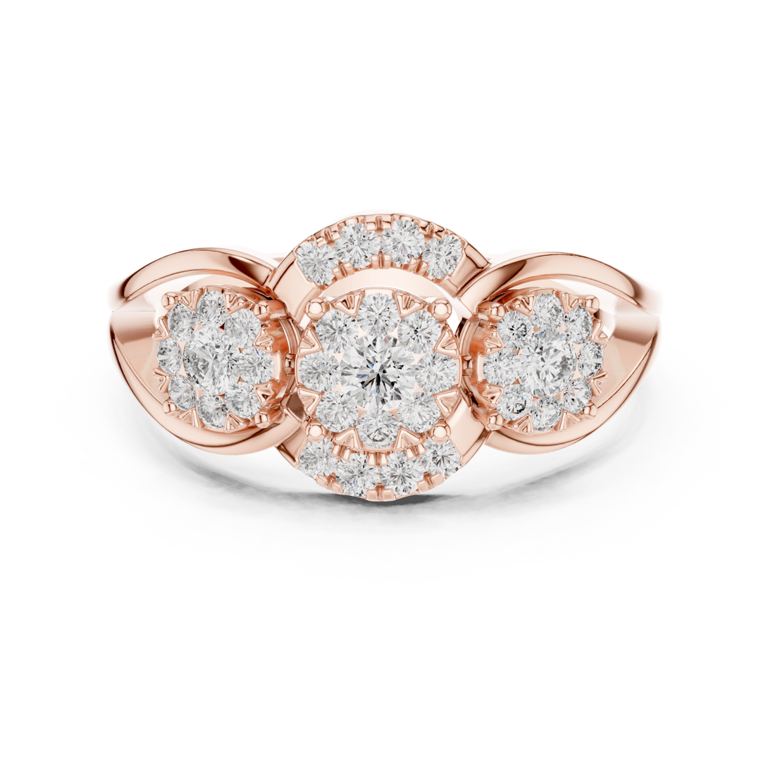  Rose Gold Everlasting Brilliance Twin Cluster Embrace Ring Right View