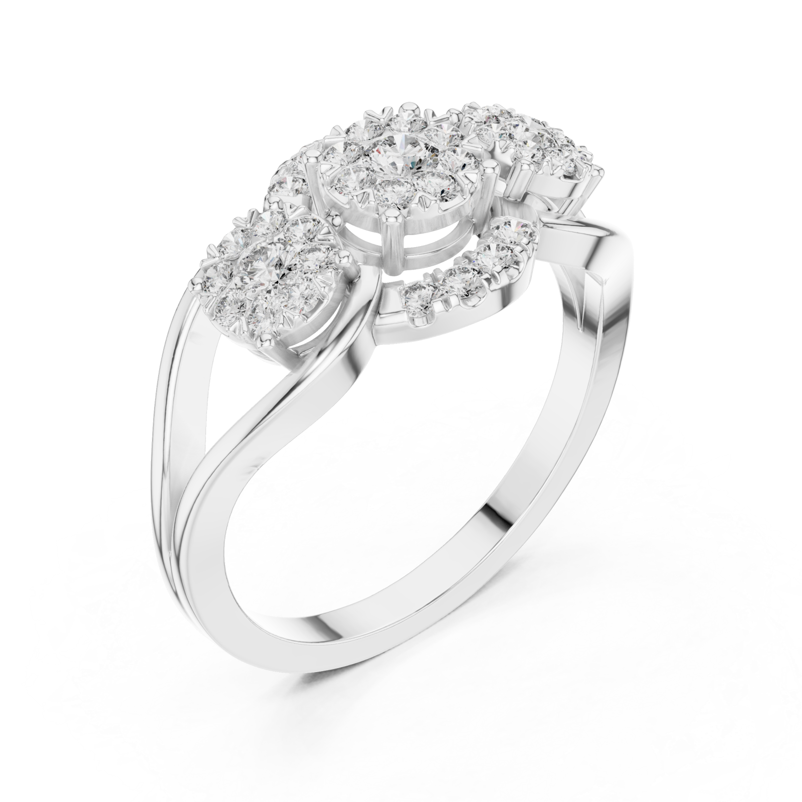 White Gold Everlasting Brilliance Twin Cluster Embrace Ring Right View