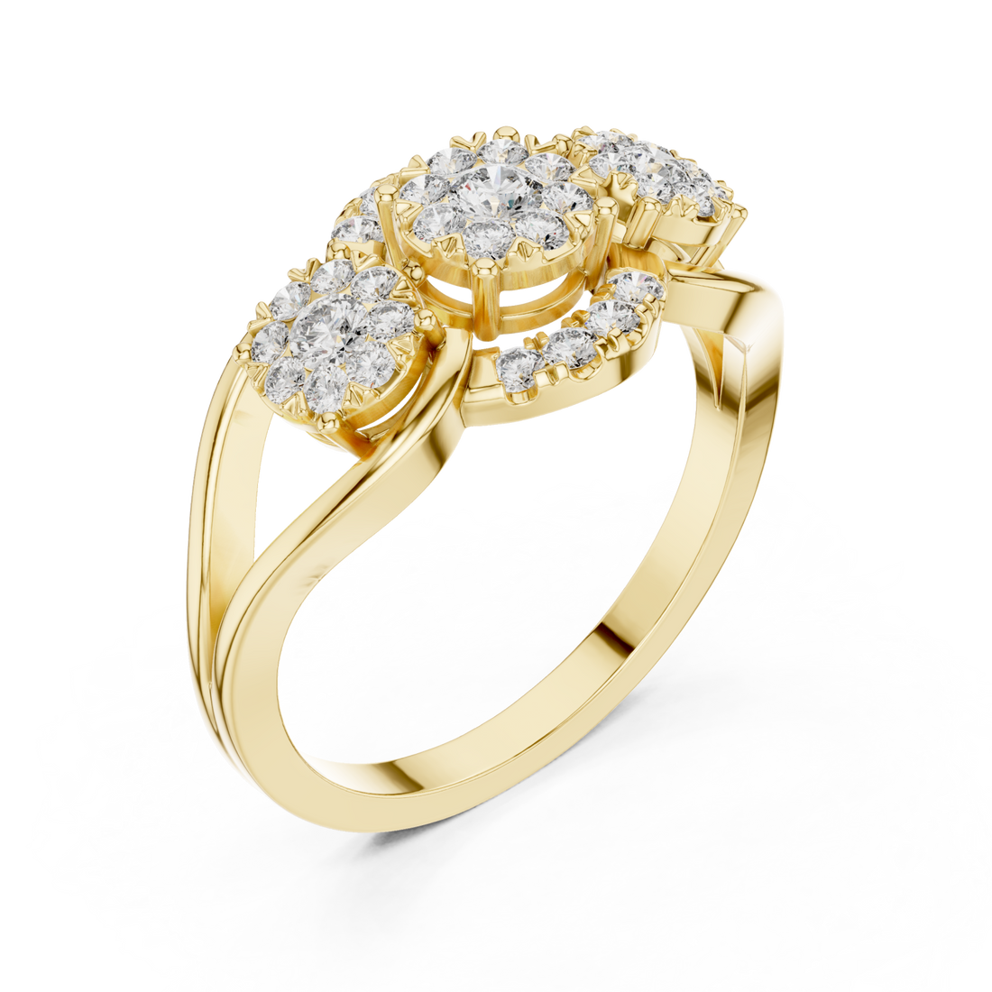 Gold Everlasting Brilliance Twin Cluster Embrace Ring Right View