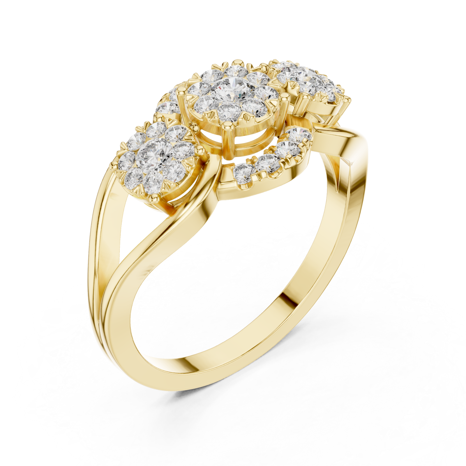 Gold Everlasting Brilliance Twin Cluster Embrace Ring Right View