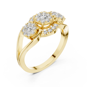 Gold Everlasting Brilliance Twin Cluster Embrace Ring Right View