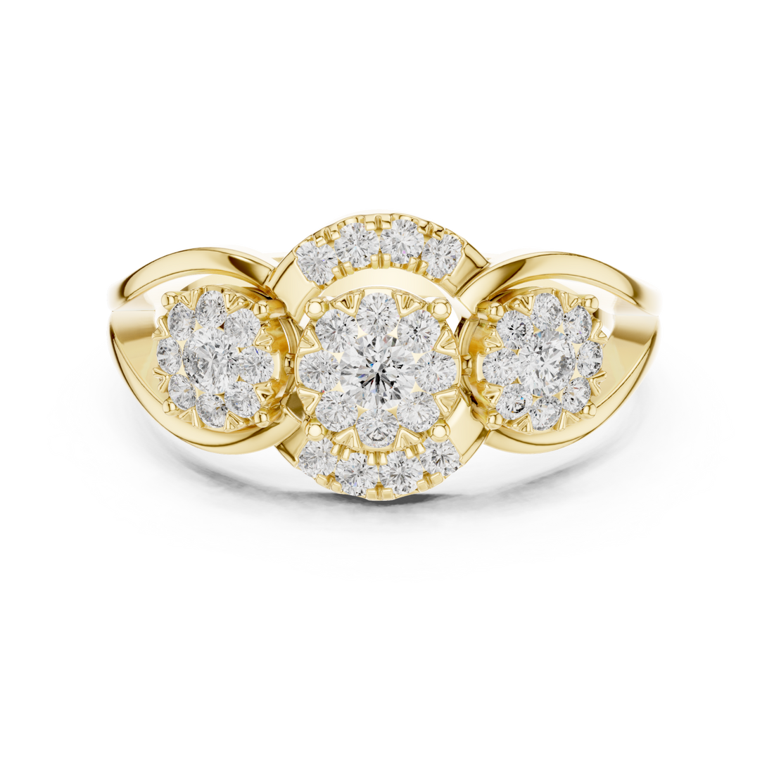 Gold Everlasting Brilliance Twin Cluster Embrace Ring Right View