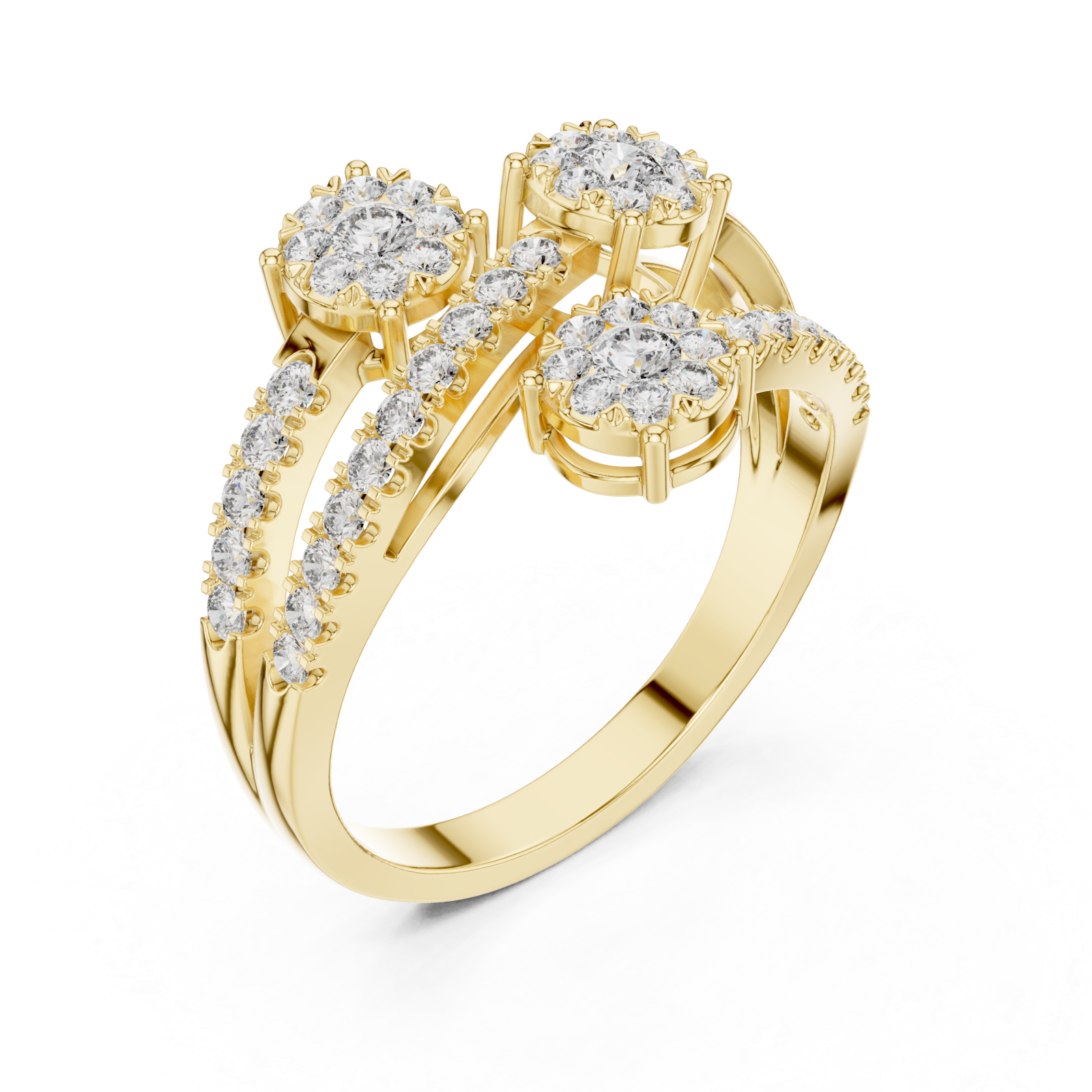 Gold Graceful Allure Triplet Crown Statement Ring Right View