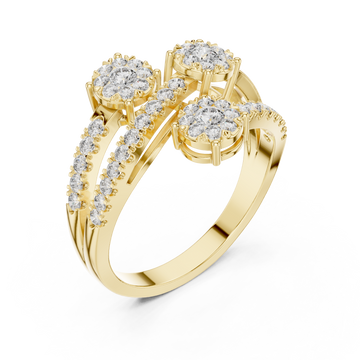 Gold Graceful Allure Triplet Crown Statement Ring Right View