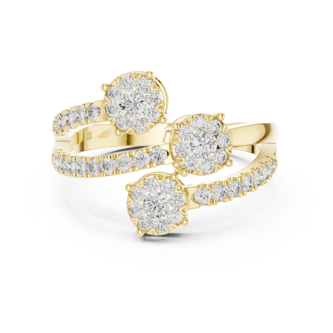 Gold Graceful Allure Triplet Crown Statement Ring Right View