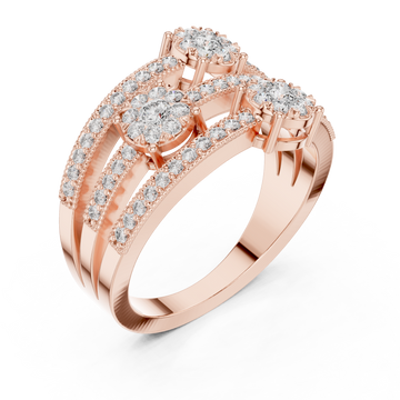  Rose Gold Glistening Petal Cluster Statement Ring Right View