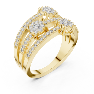 Gold Glistening Petal Cluster Statement Ring Right View