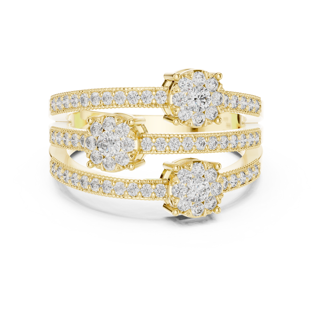 Gold Glistening Petal Cluster Statement Ring Right View