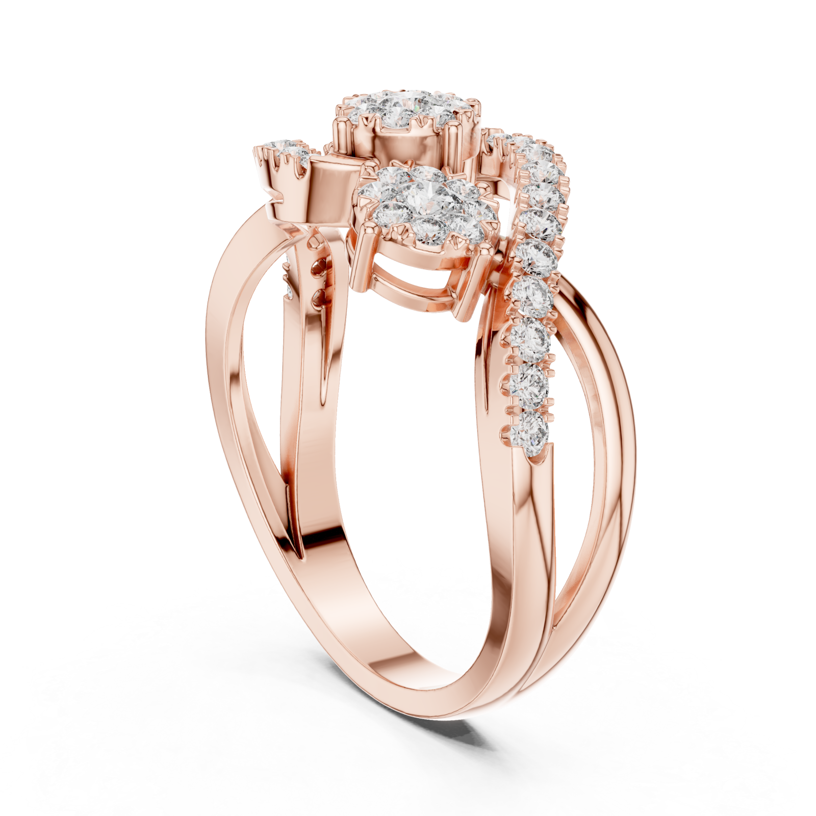  Rose Gold Pure Graceful Twin Bloom Band Left View