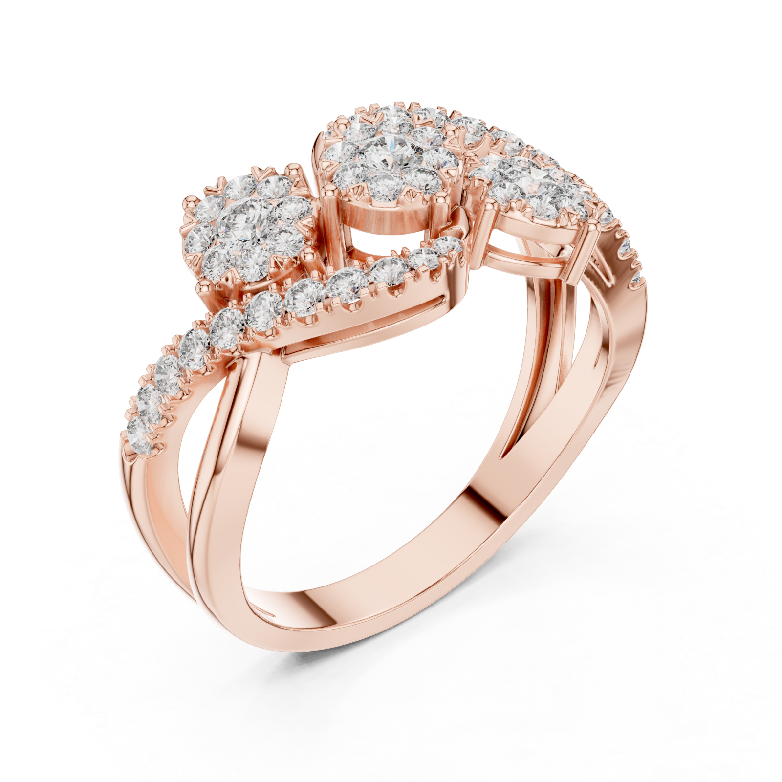 Rose Gold Pure Graceful Twin Bloom Band Right View