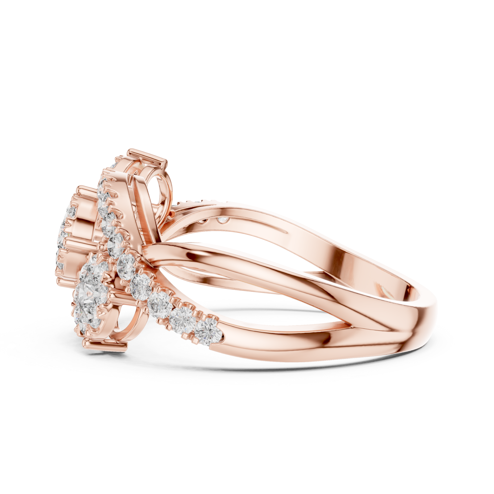  Rose Gold Pure Graceful Twin Bloom Band Side View
