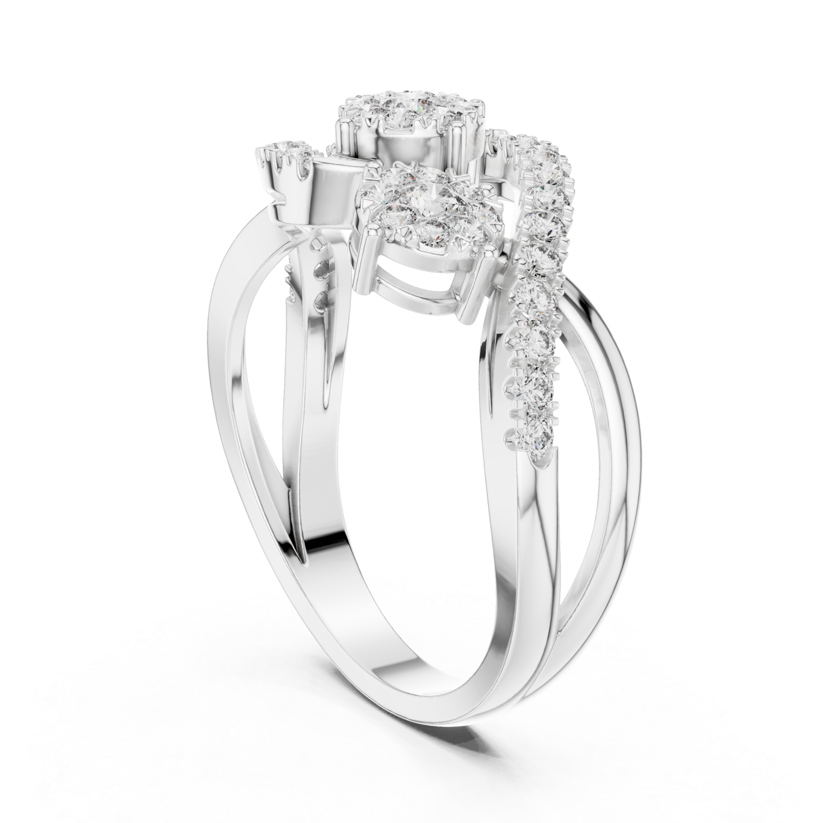  White Gold Pure Graceful Twin Bloom Band Left View