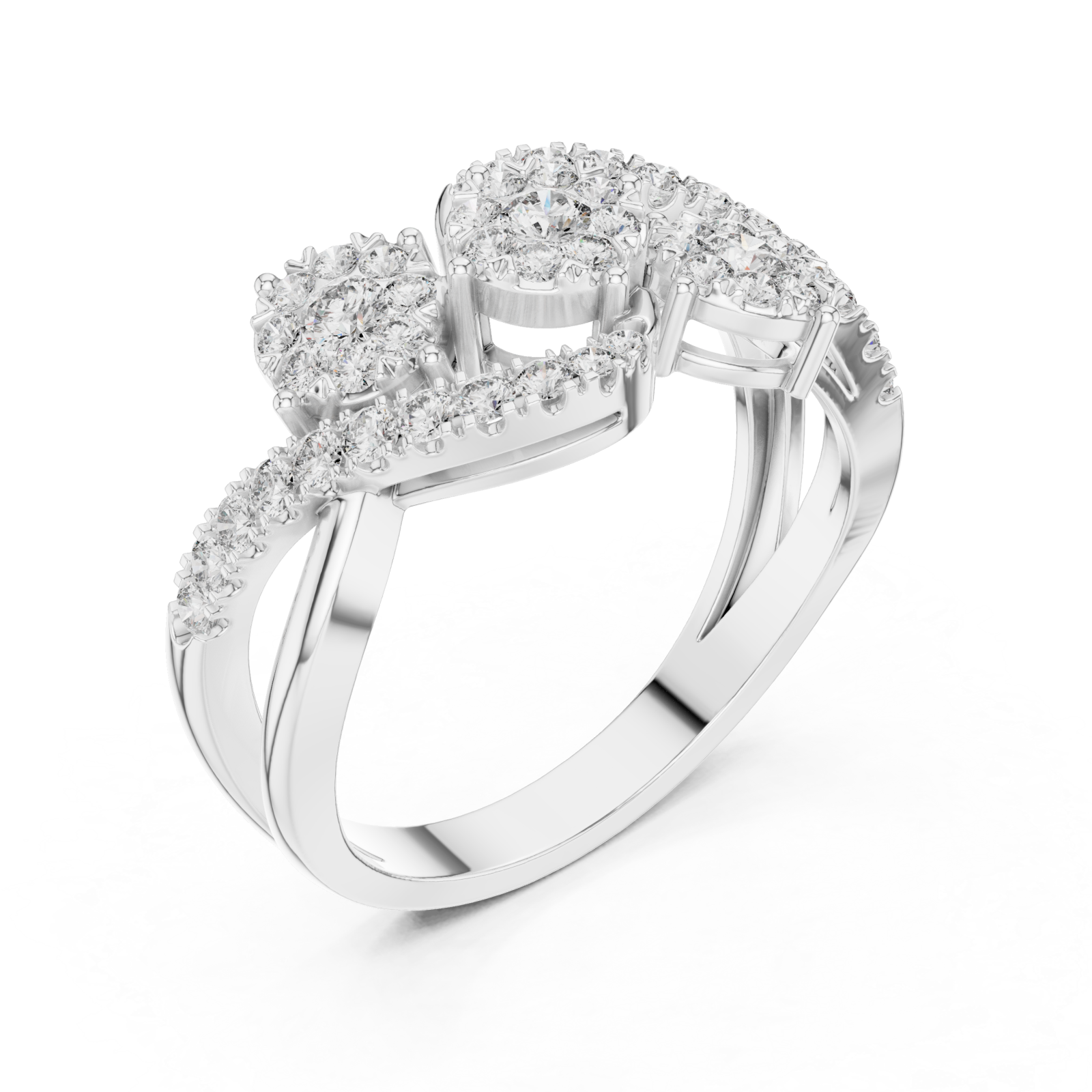  White Gold Pure Graceful Twin Bloom Band Right View