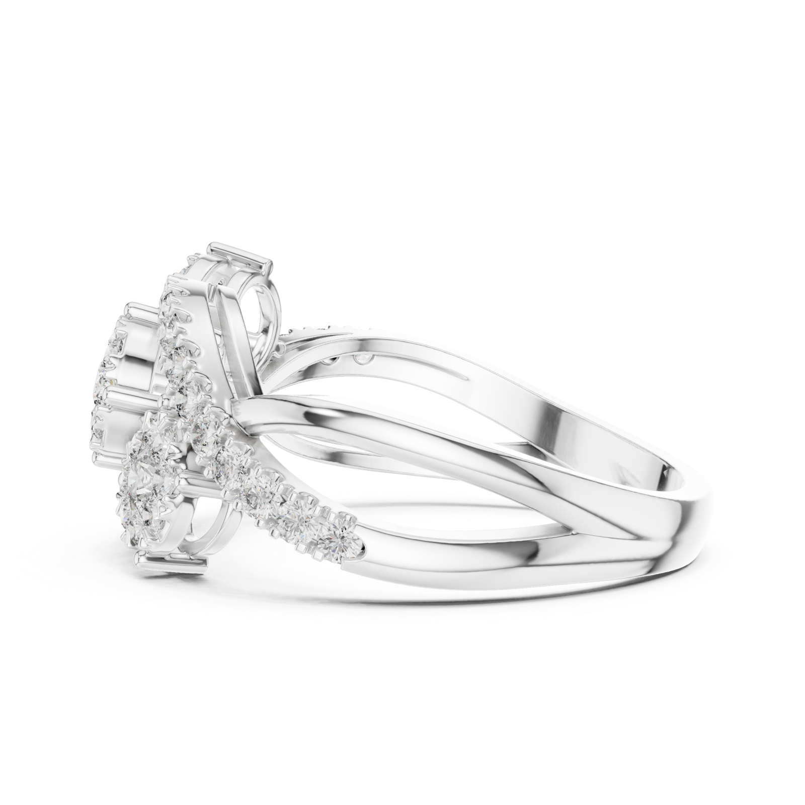  White Gold Pure Graceful Twin Bloom Band Side View