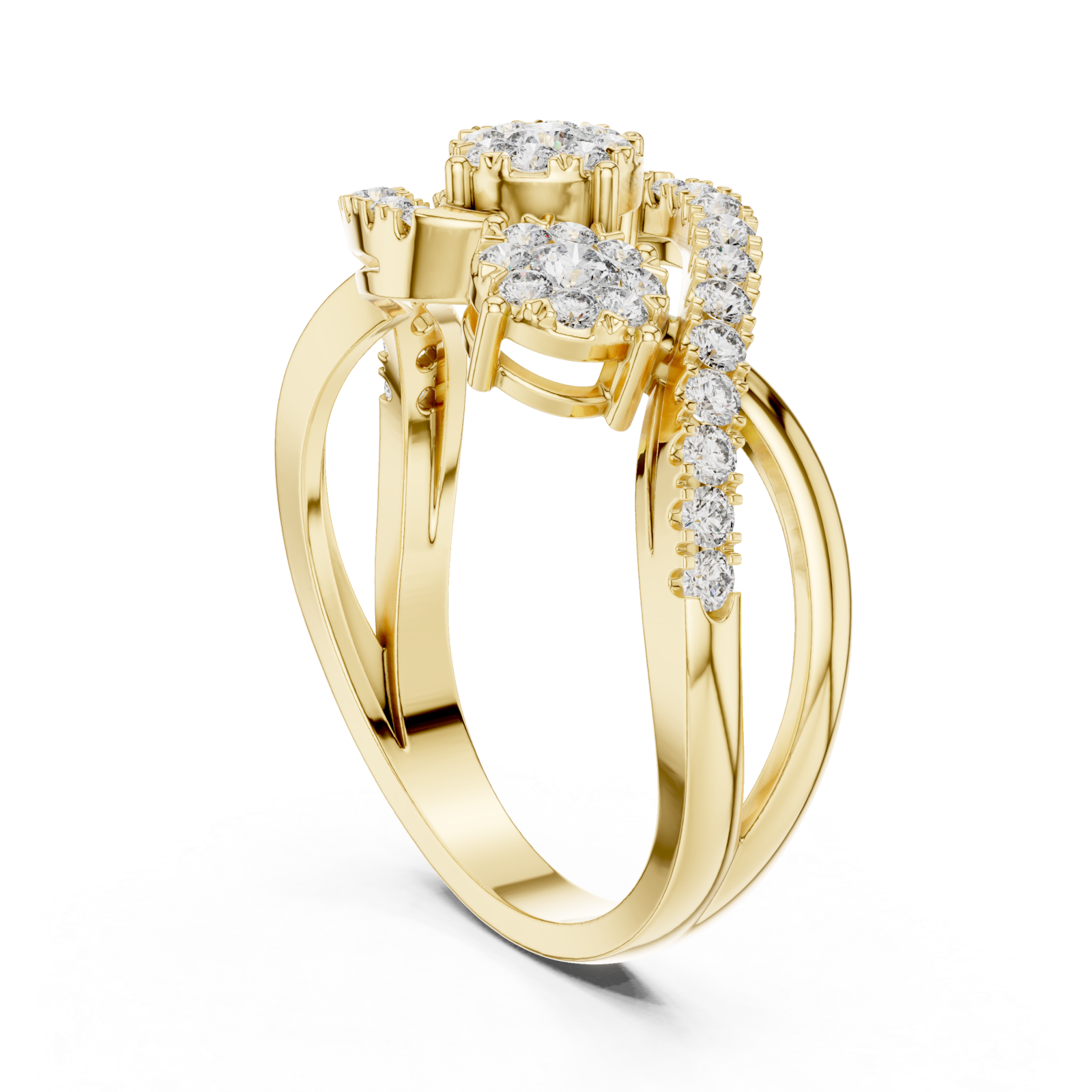  Gold Pure Graceful Twin Bloom Band Left View