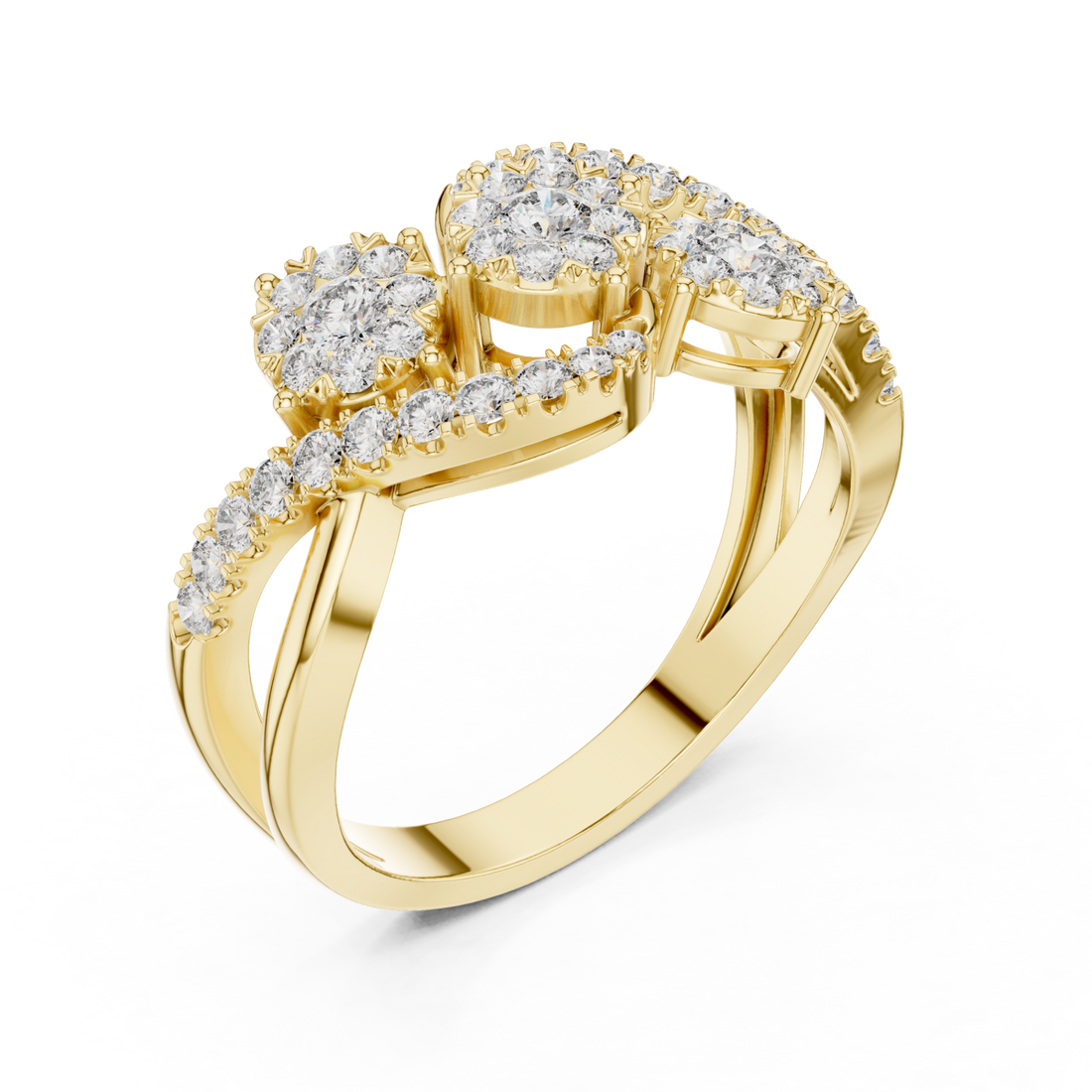 Gold Pure Graceful Twin Bloom Band Right View