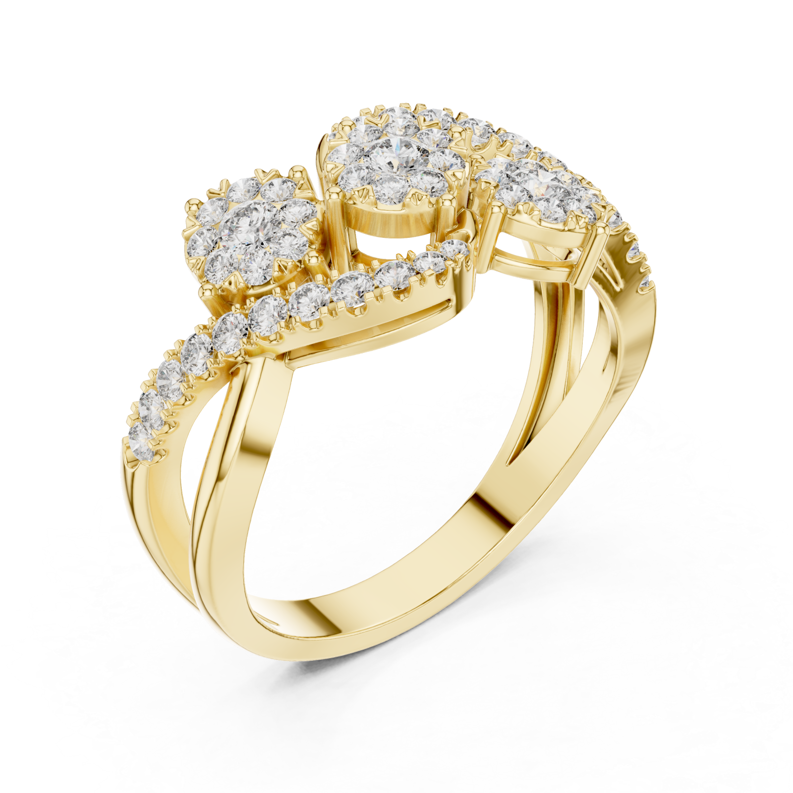 Gold Pure Graceful Twin Bloom Band Right View