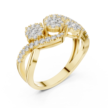 Gold Pure Graceful Twin Bloom Band Right View