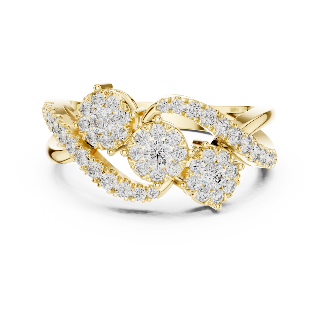Gold Pure Graceful Twin Bloom Band Right View
