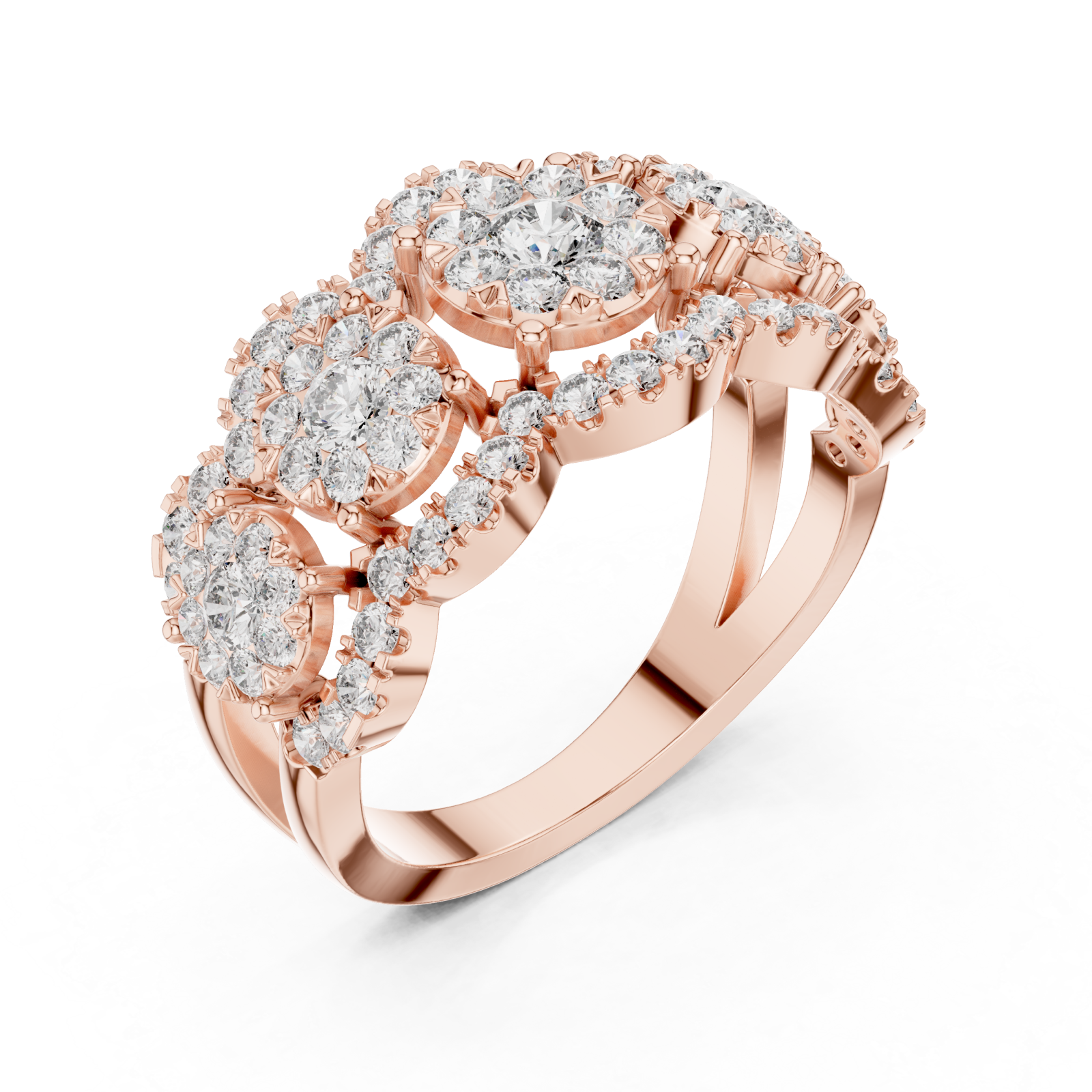  Rose Gold Blossom Dream Triple Band Ring Right View