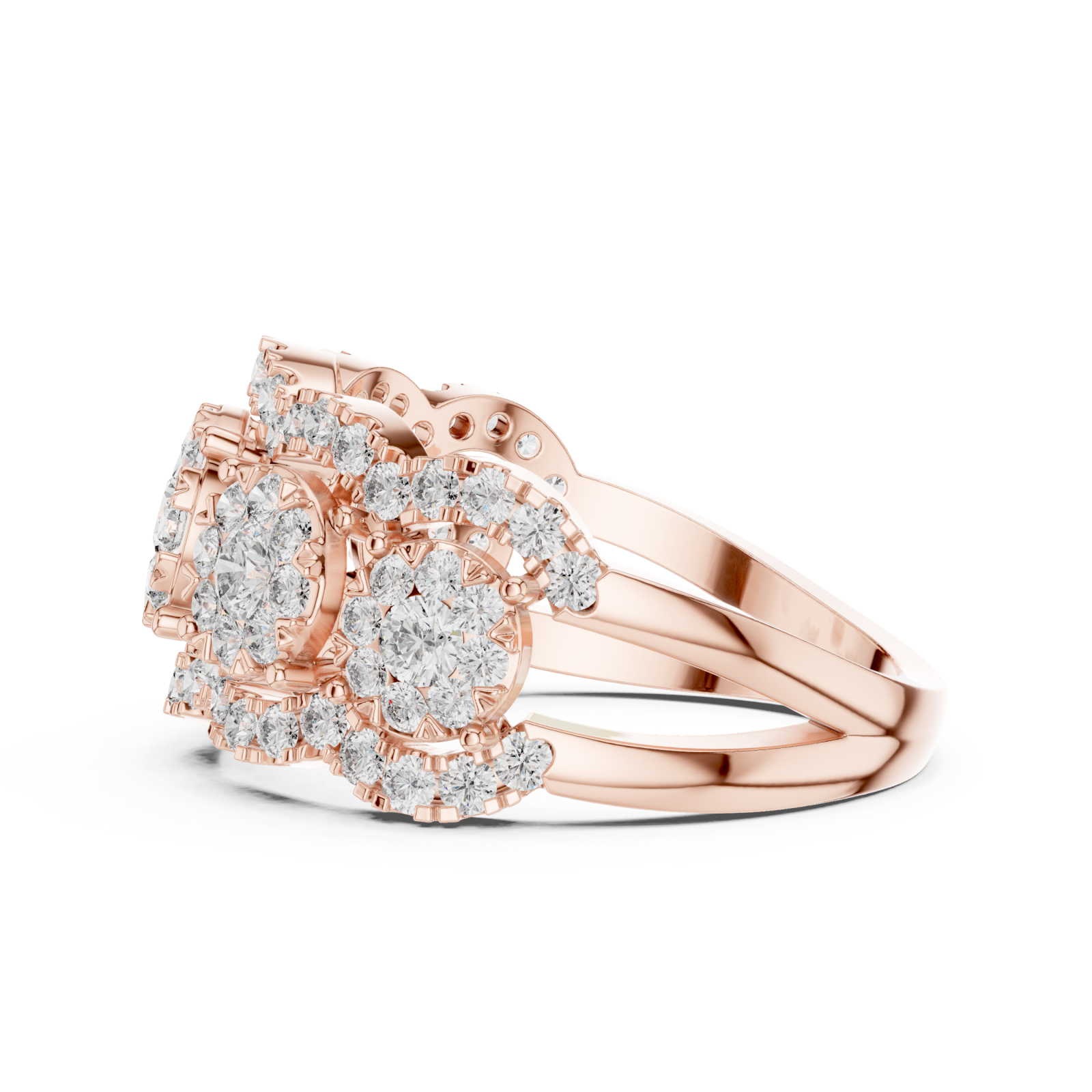 Rose Gold Blossom Dream Triple Band Ring Side View
