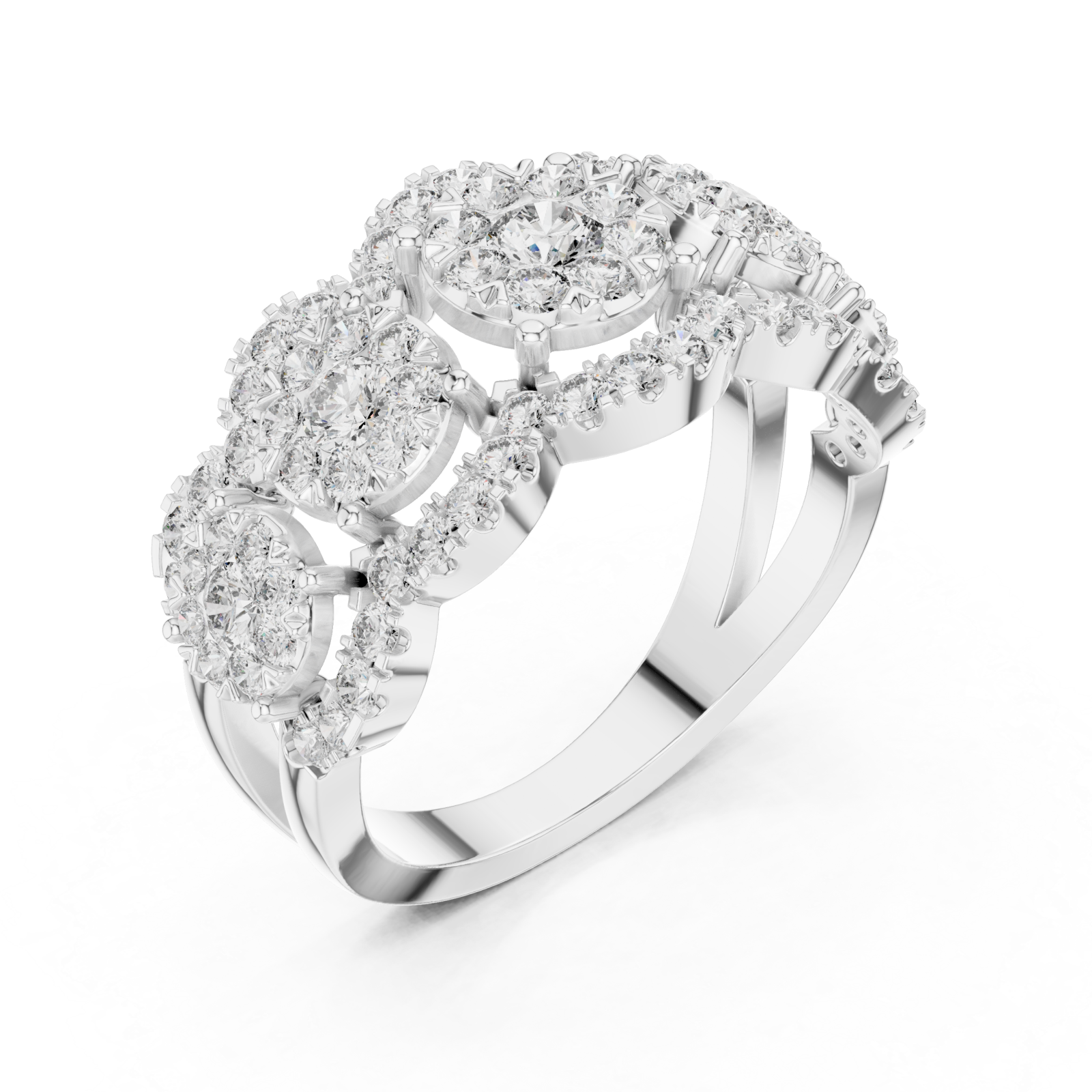  White Gold Blossom Dream Triple Band Ring Right View
