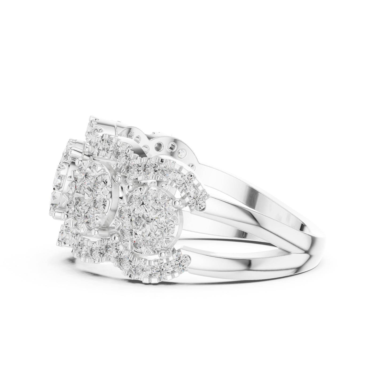  White Gold Blossom Dream Triple Band Ring Side View
