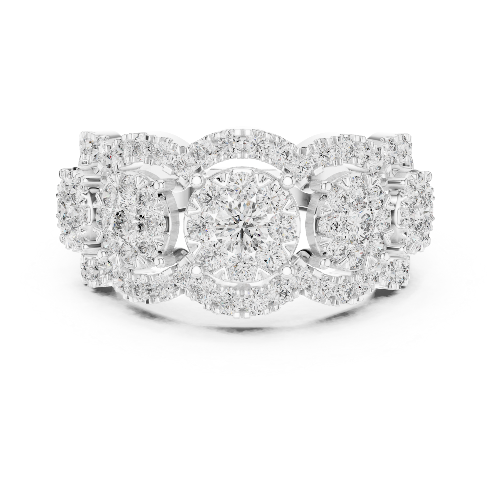  White Gold Blossom Dream Triple Band Ring Front View