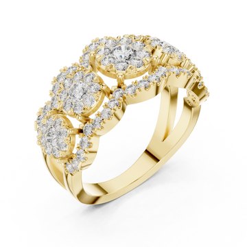 Gold Blossom Dream Triple Band Ring Right View