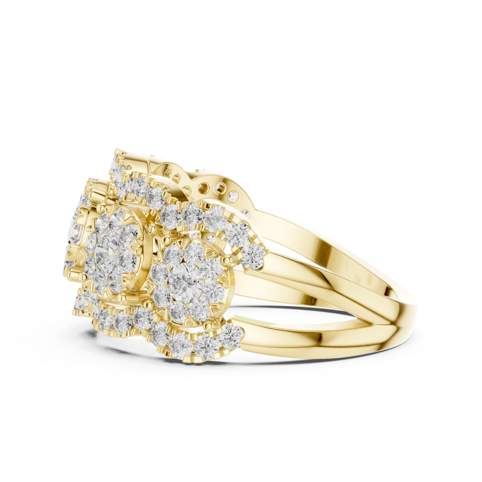  Gold Blossom Dream Triple Band Ring Side View