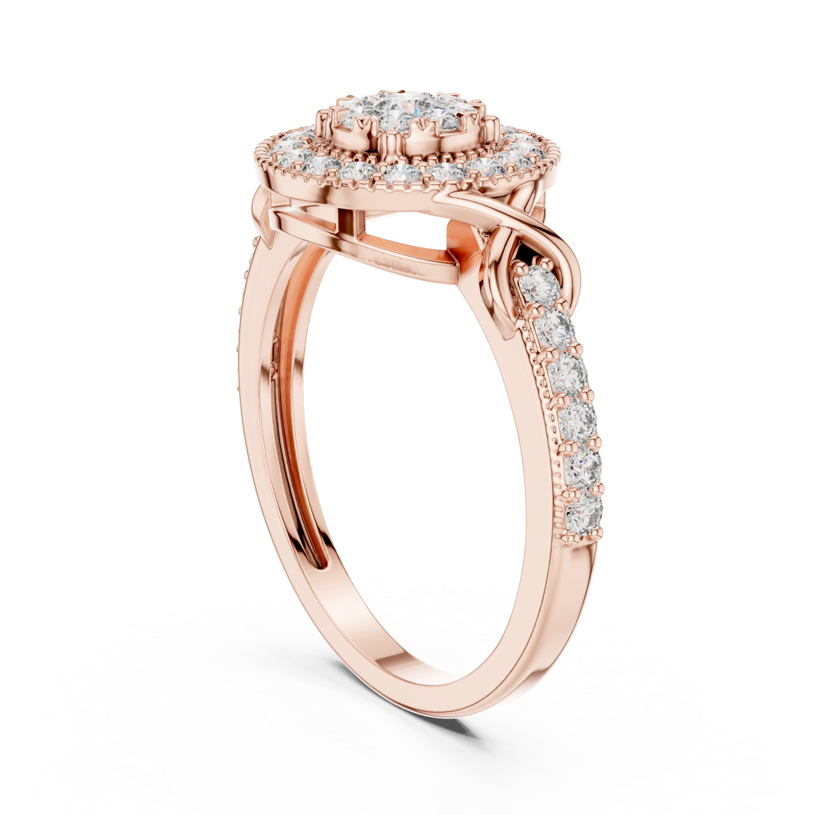  Rose Gold Lumina Contour Pavé Cocktail Ring Left View