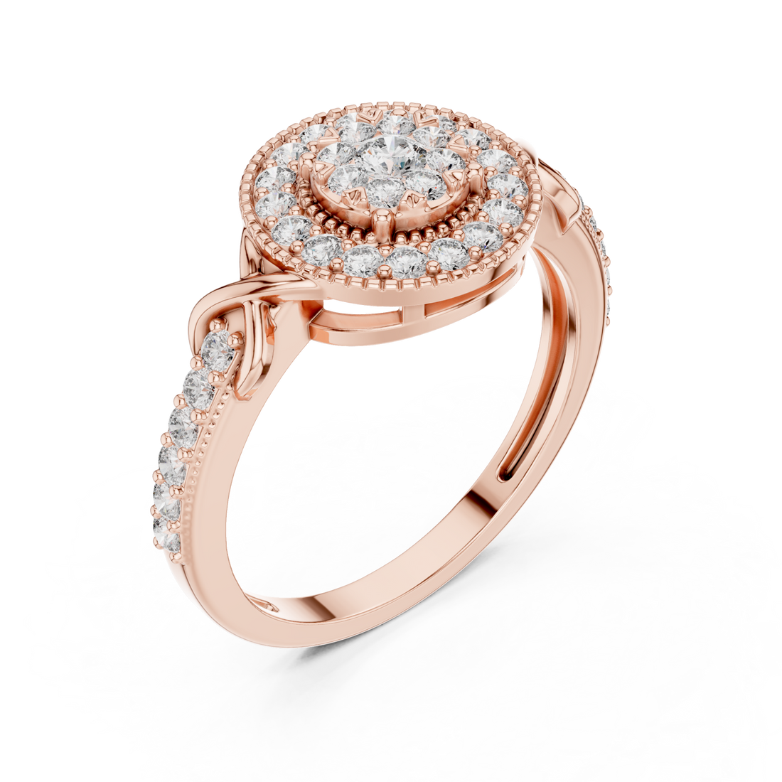  Rose Gold Lumina Contour Pavé Cocktail Ring Right View