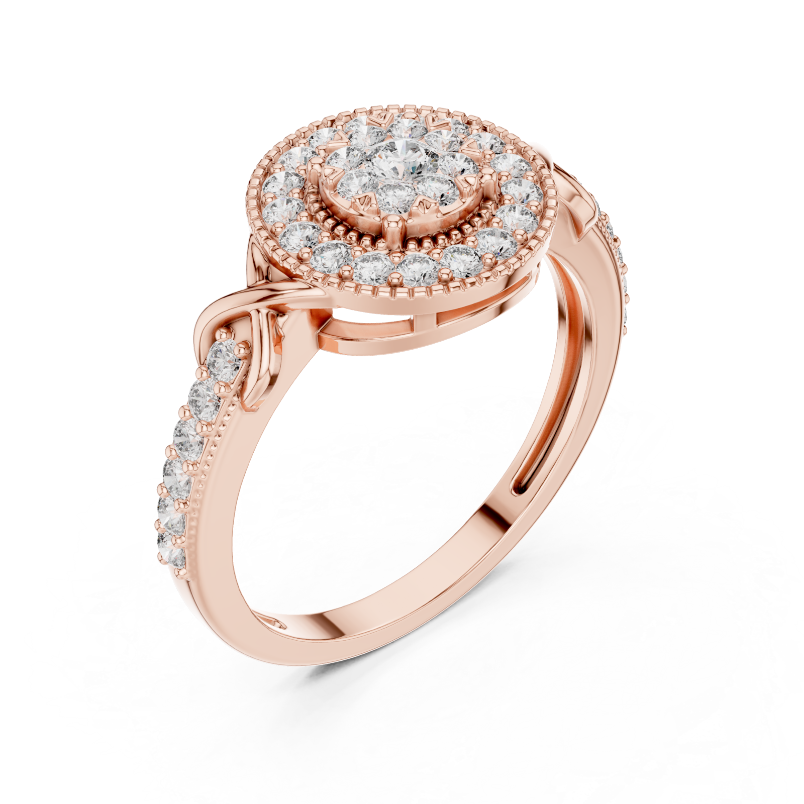  Rose Gold Lumina Contour Pavé Cocktail Ring Right View