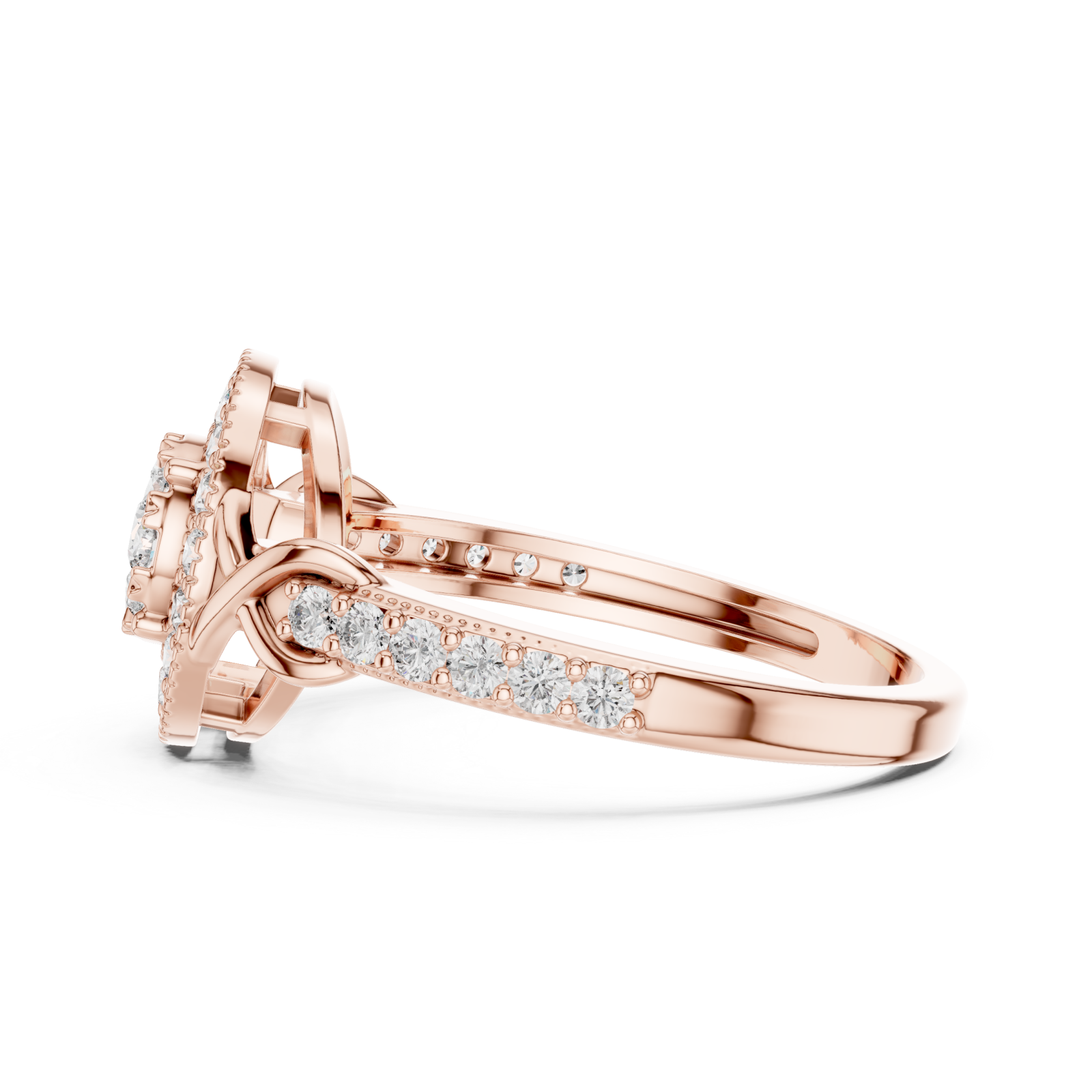  Rose Gold Lumina Contour Pavé Cocktail Ring Side View