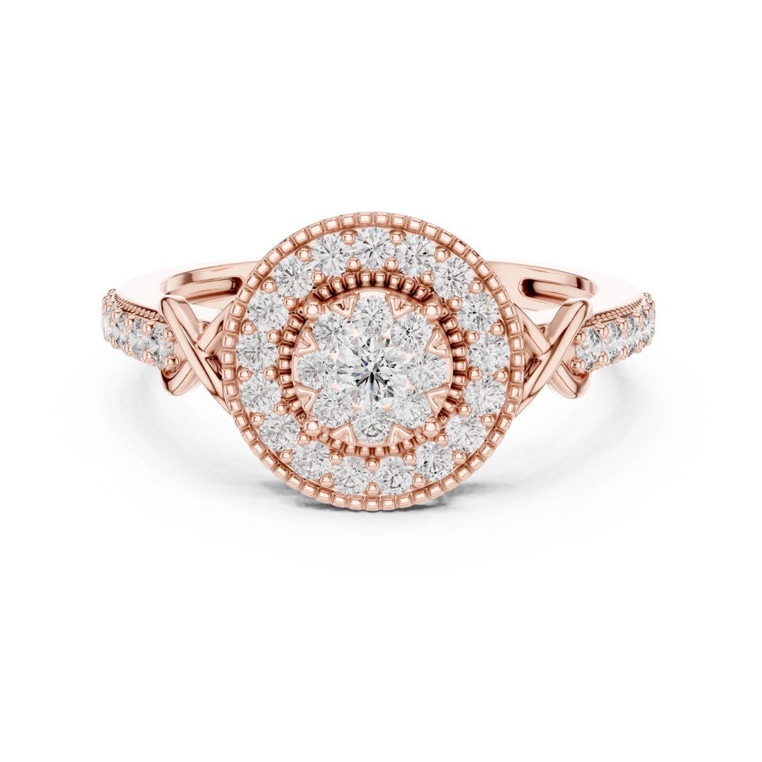  Rose Gold Lumina Contour Pavé Cocktail Ring Right View