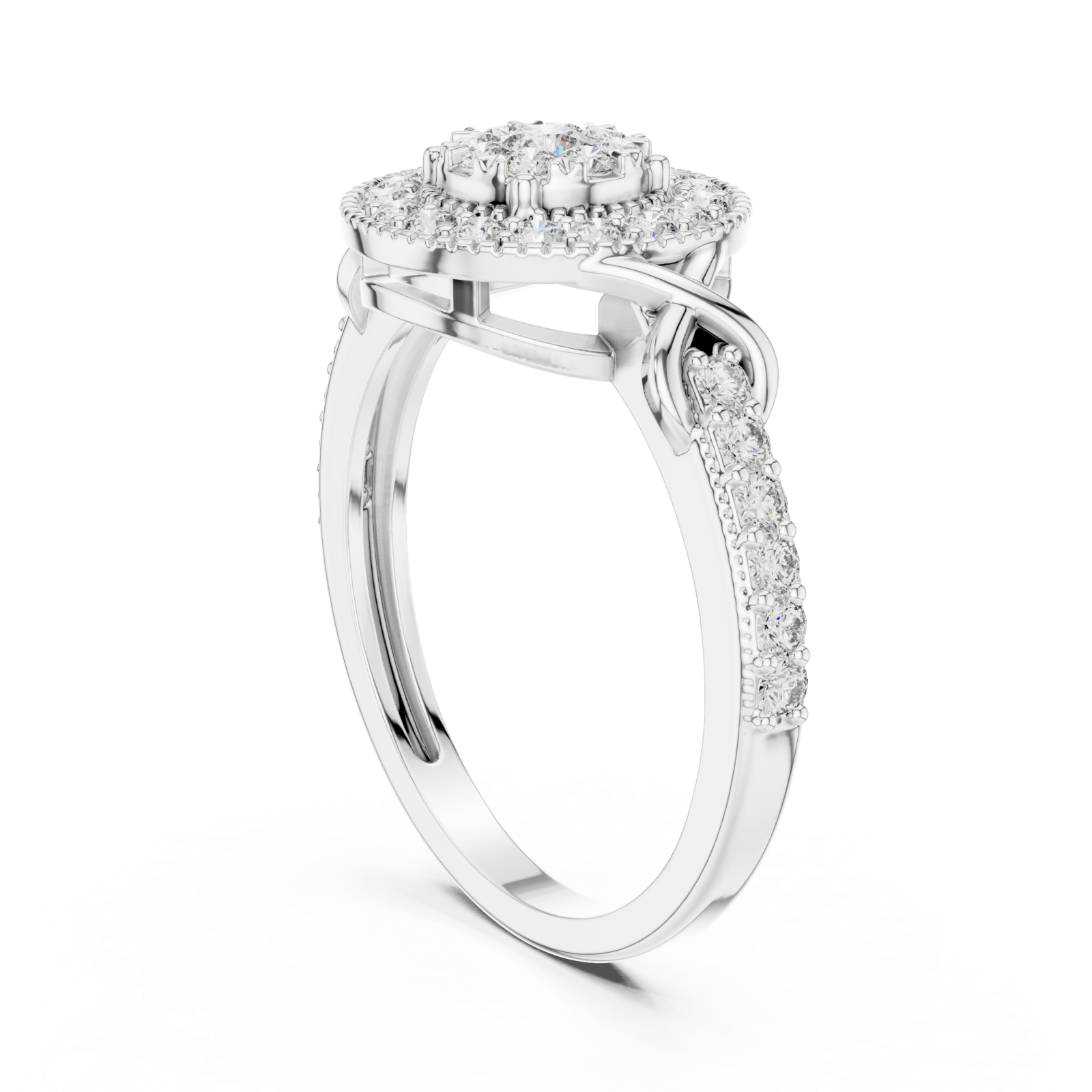  White Gold Lumina Contour Pavé Cocktail Ring Left View