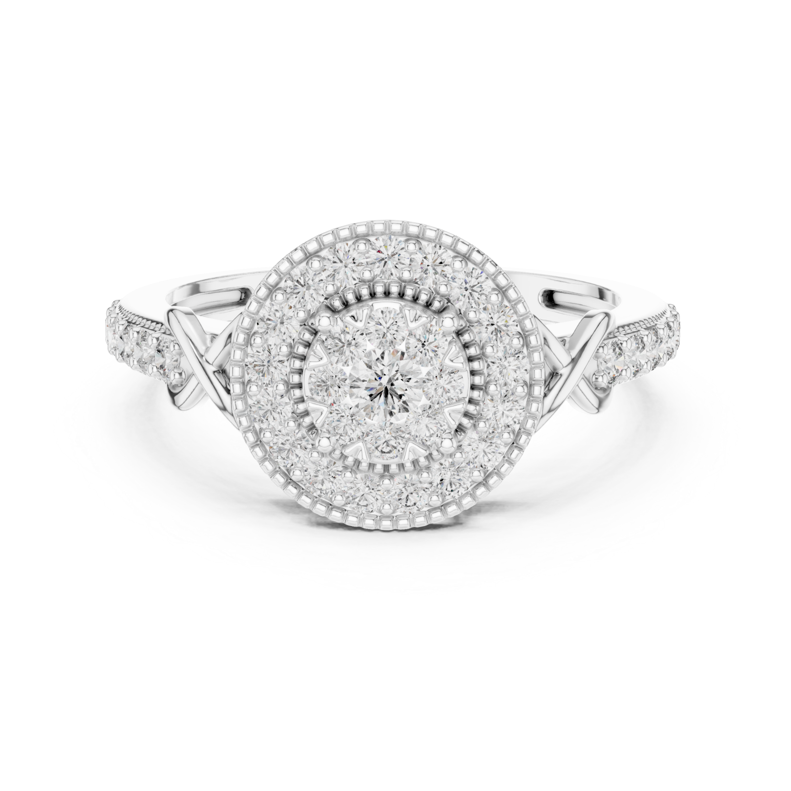  White Gold Lumina Contour Pavé Cocktail Ring Front View
