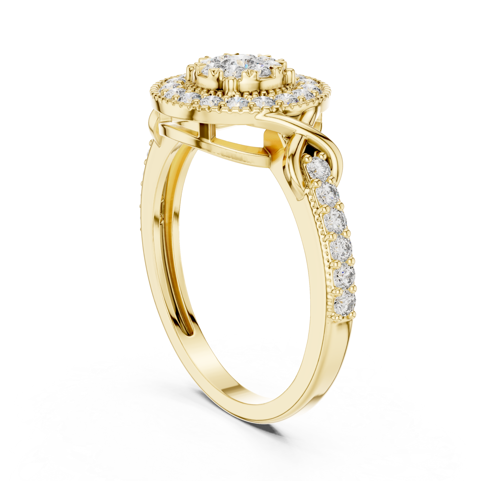  Gold Lumina Contour Pavé Cocktail Ring Left View