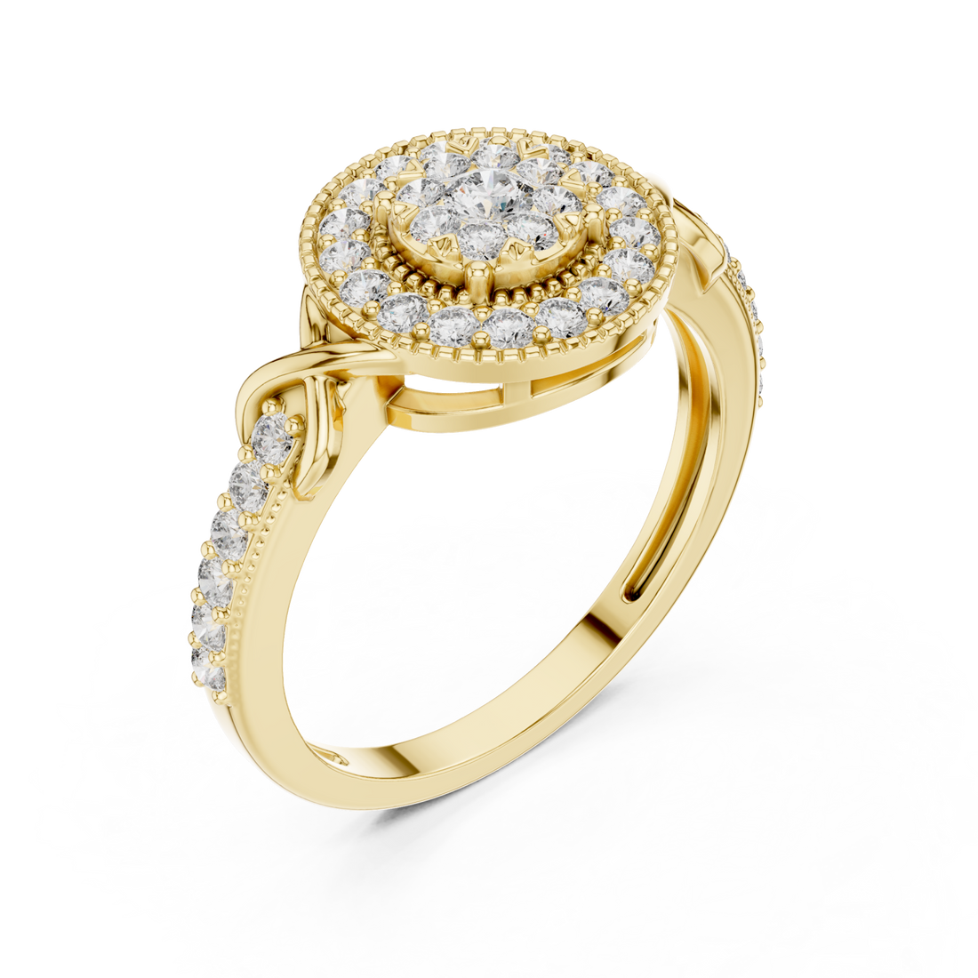 Gold Lumina Contour Pavé Cocktail Ring Right View