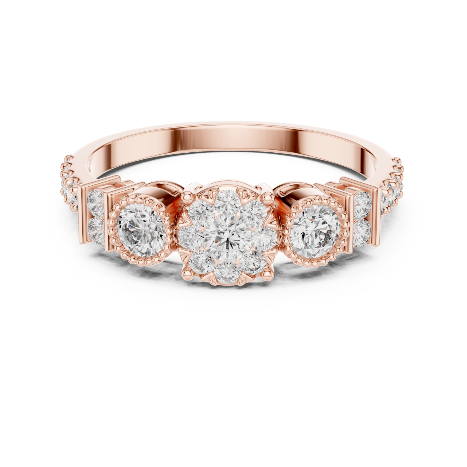  Rose Gold Celestial Harmony Eternity Dress Ring Front View