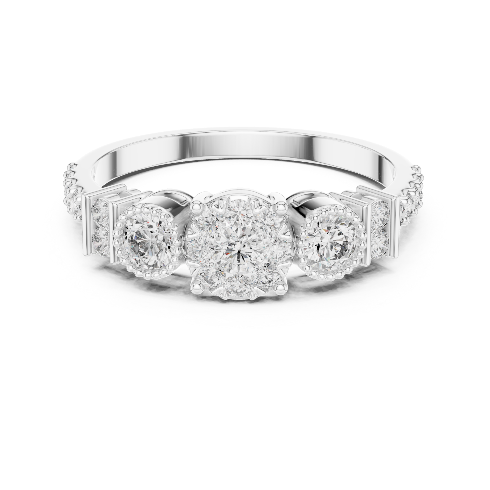  White Gold Celestial Harmony Eternity Dress Ring Front View